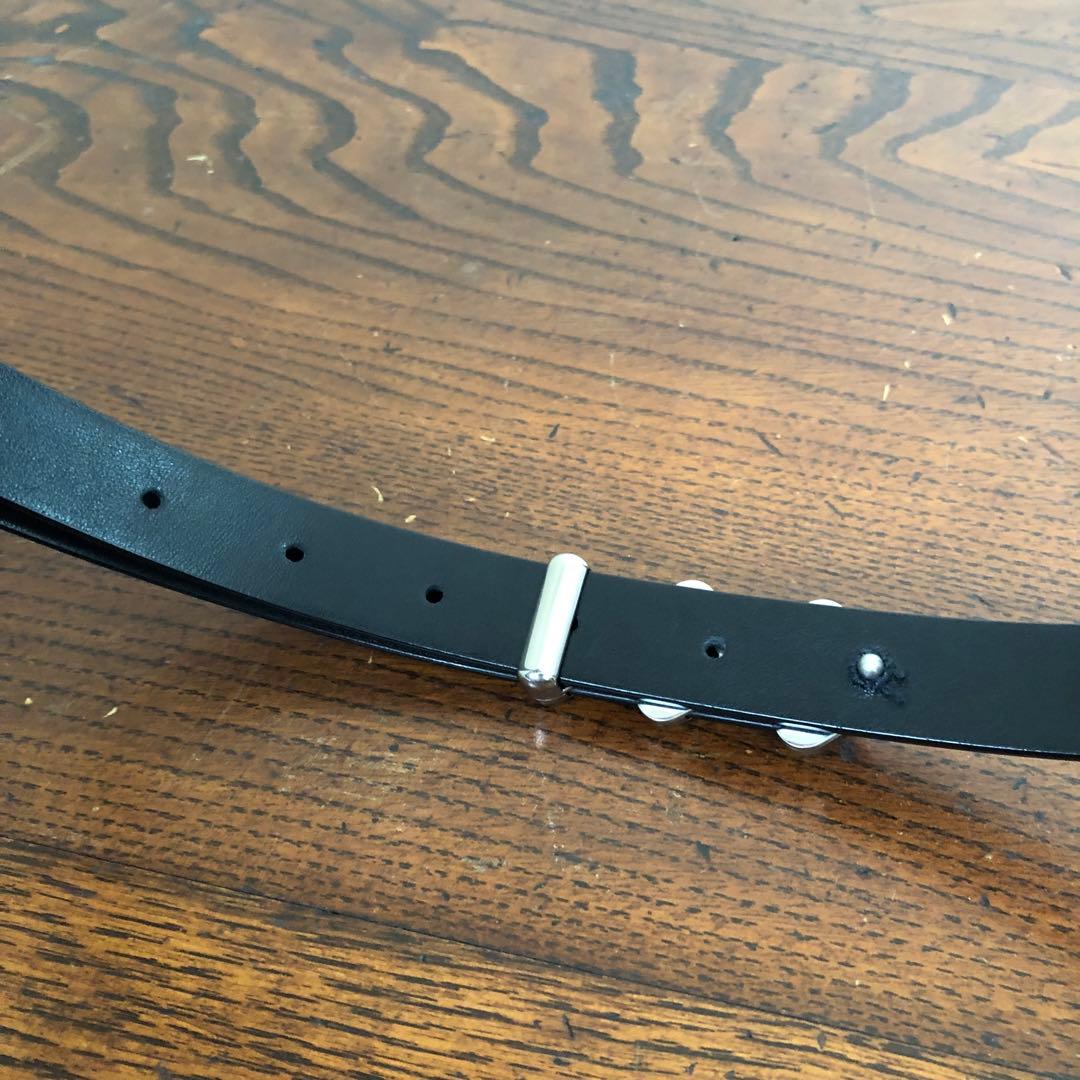 BOTTEGA VENETA シェブロン メタル レザーベルト ブラック