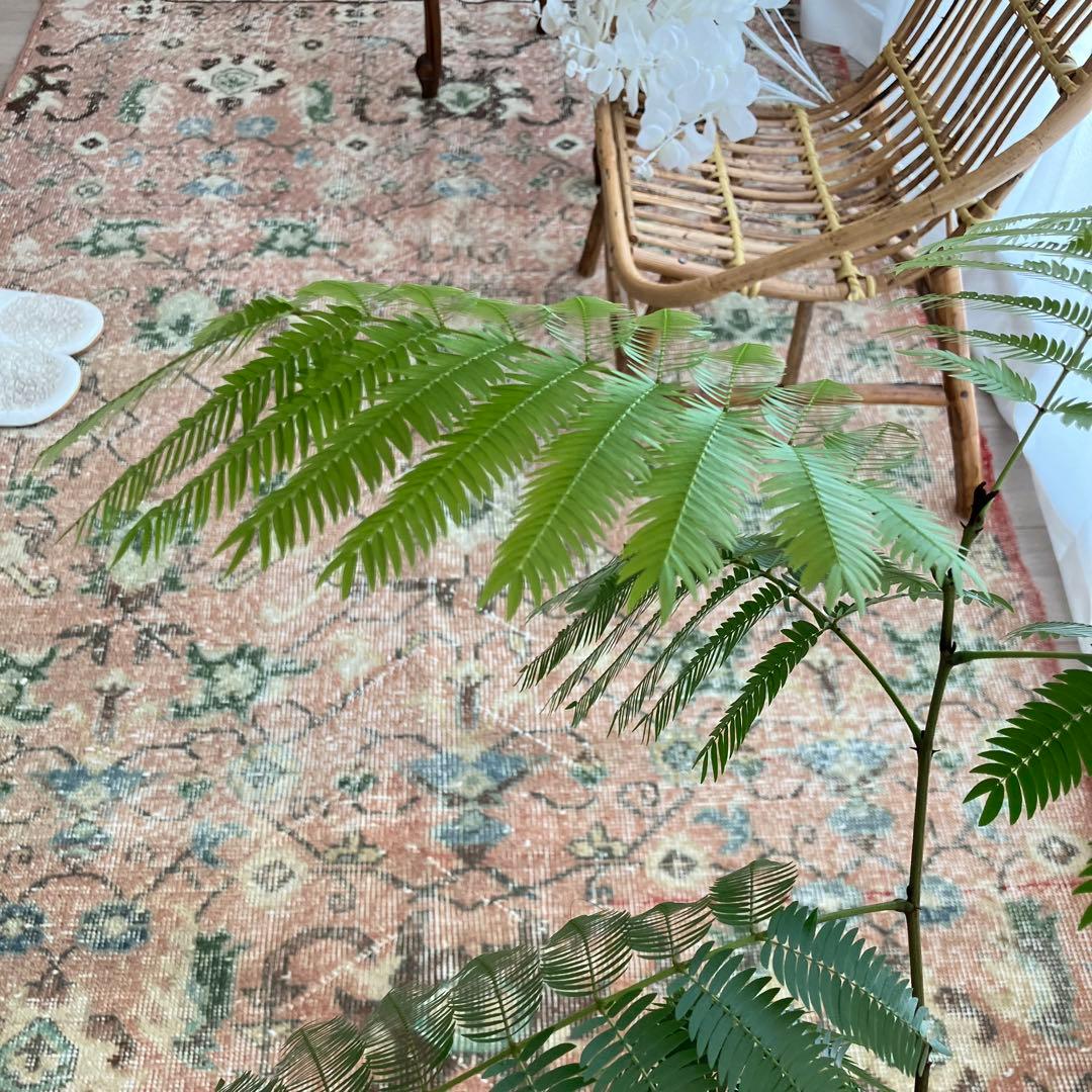 シャビーピンク✳︎120×177グリーン　ブルー　　チョコ　トルコヴィンテージラグ