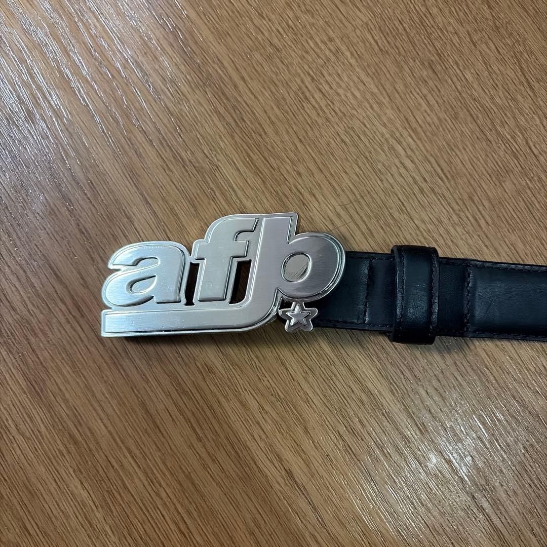 afb 黒レザーベルト ロゴ入り