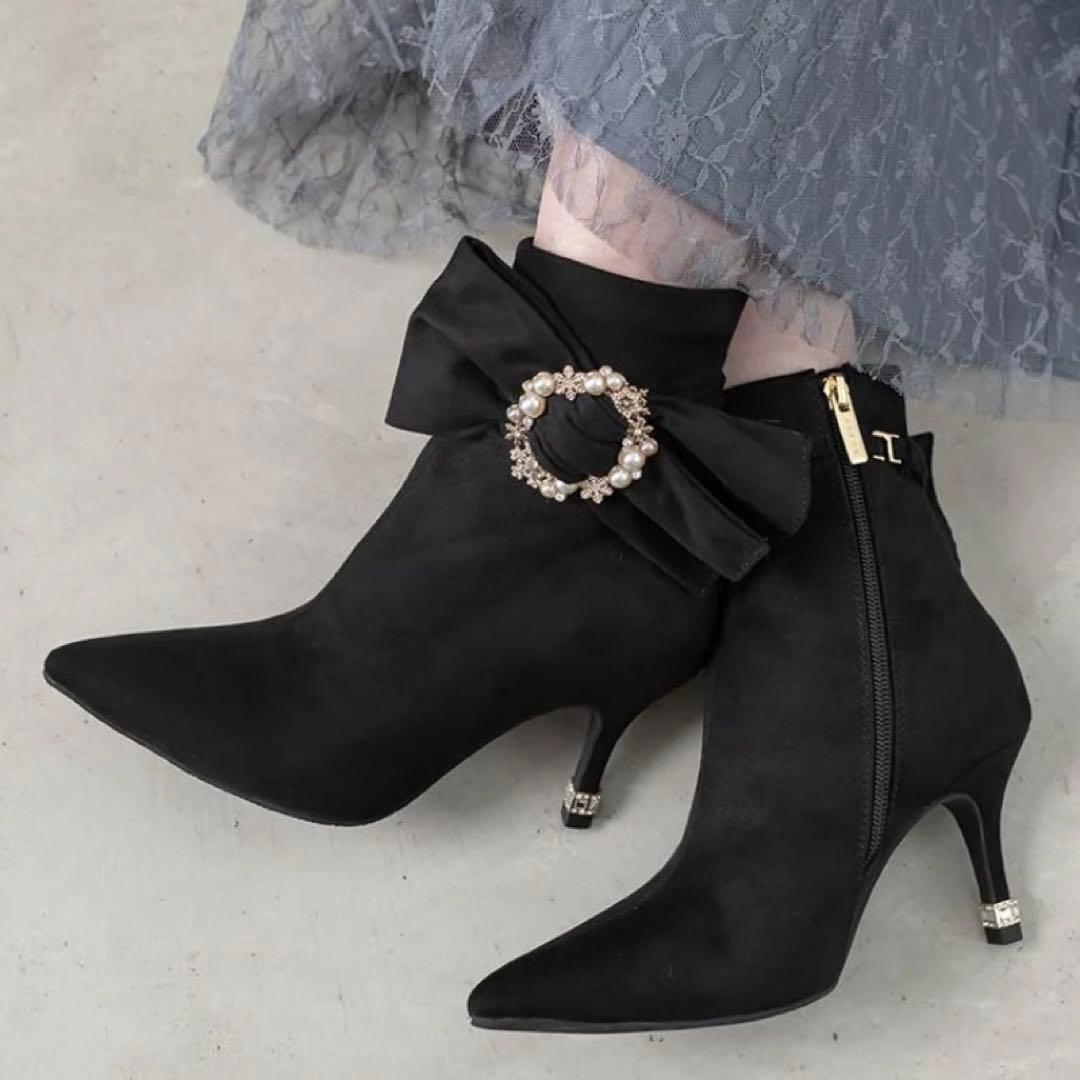 RANDA 2WAY ビジュー×リボン ショートブーツ