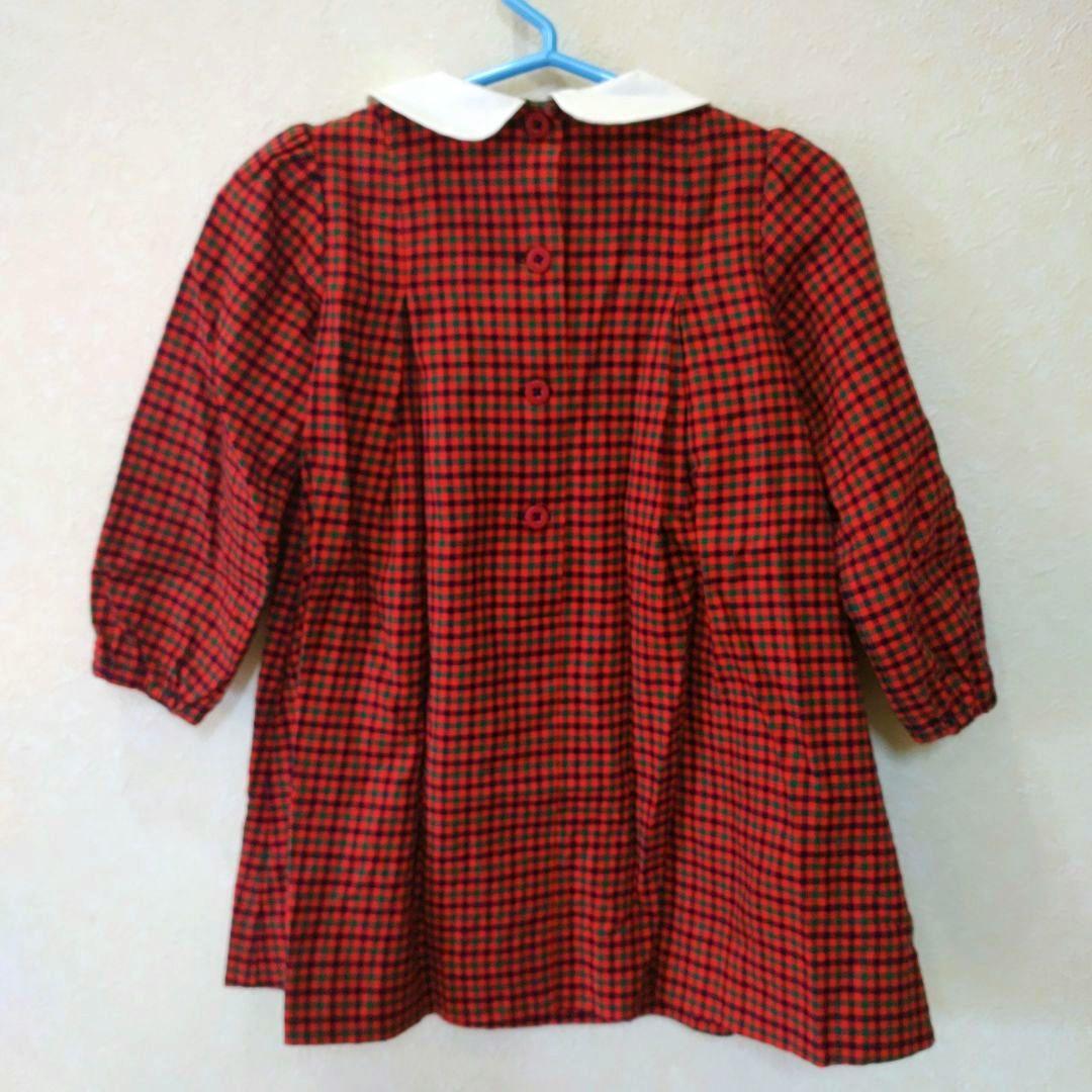 familiar ファミリア 赤 ワンピース チェック 【90】女の子 長袖
