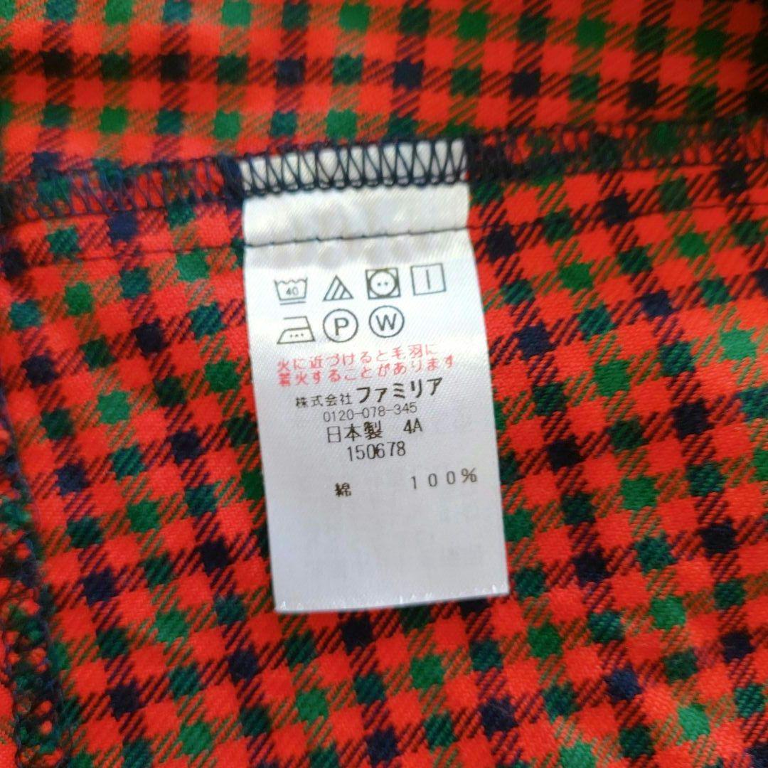 familiar ファミリア 赤 ワンピース チェック 【90】女の子 長袖