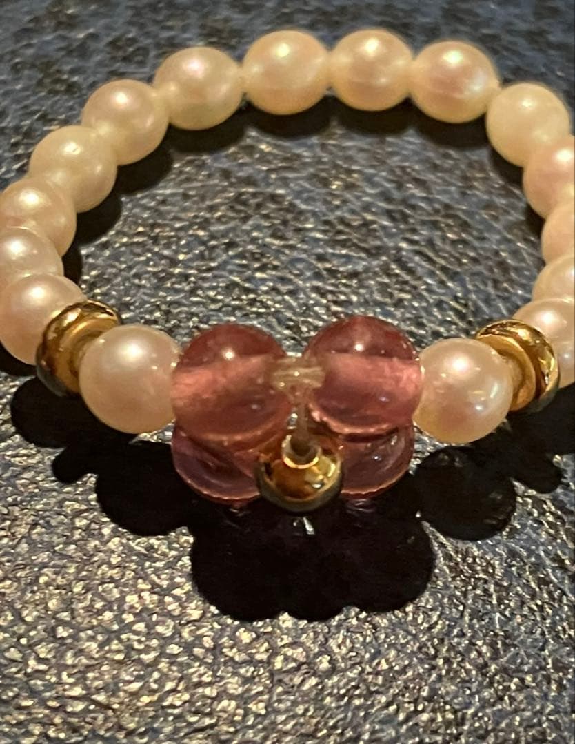 ウエダジュエラー　18金ベビーパールピンクトルマリンのリング