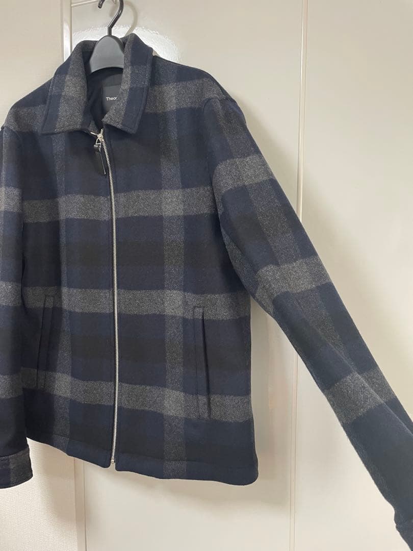 Theory メルトンウールブルゾンモザイクチェック　Lサイズ