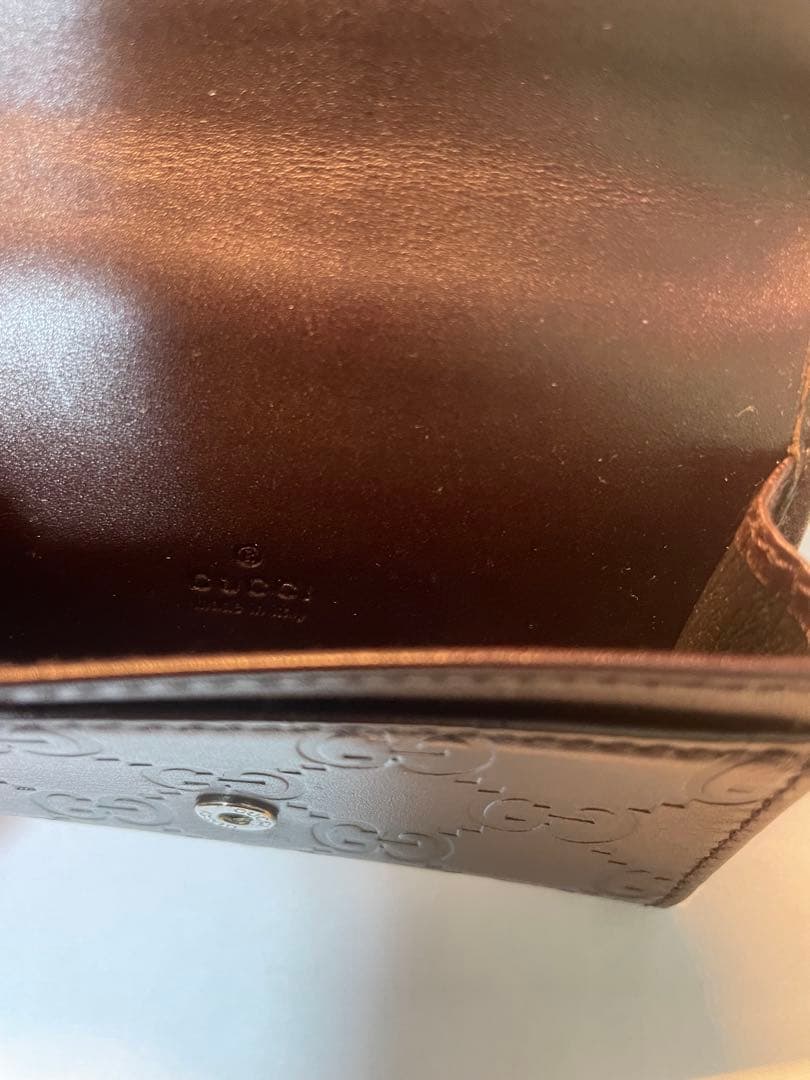 【美品】　GUCCI レザー カードケース GG柄　名刺入れ　ブラウン