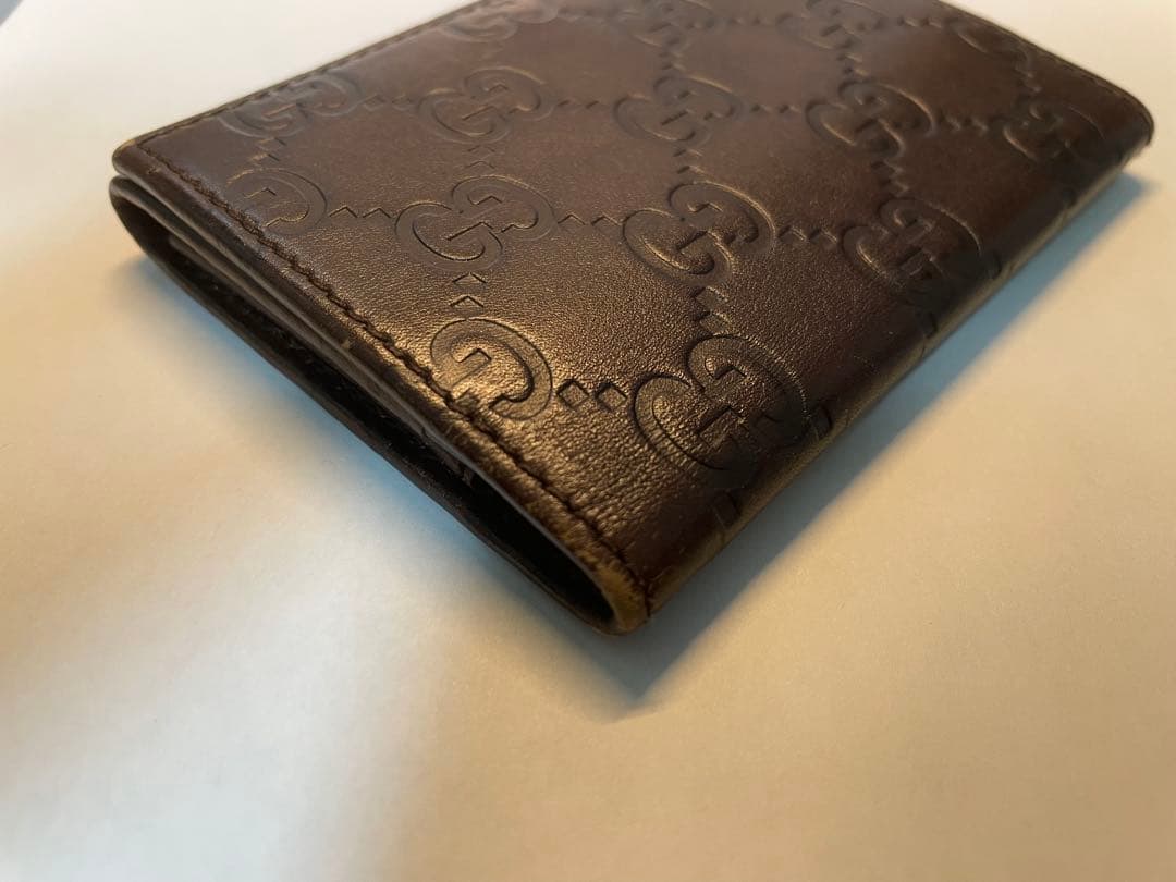 【美品】　GUCCI レザー カードケース GG柄　名刺入れ　ブラウン