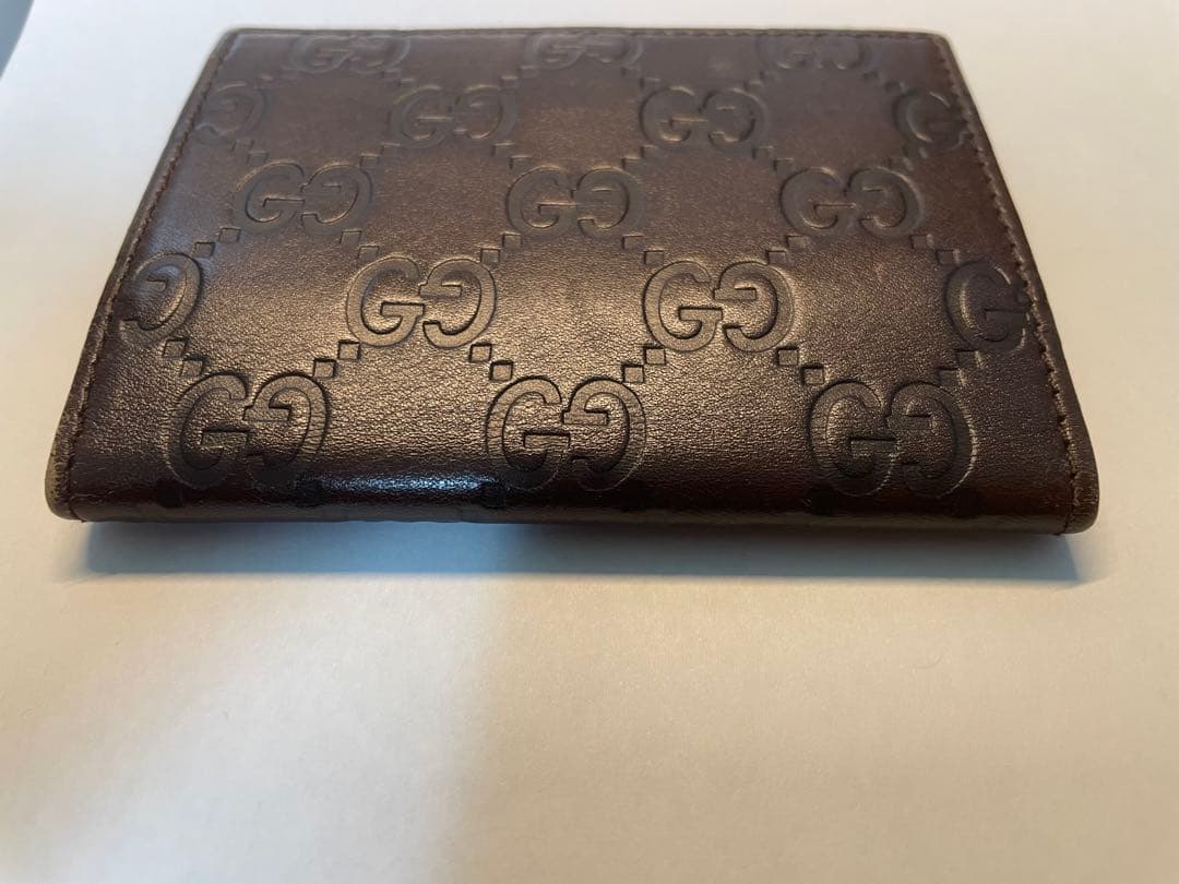 【美品】　GUCCI レザー カードケース GG柄　名刺入れ　ブラウン