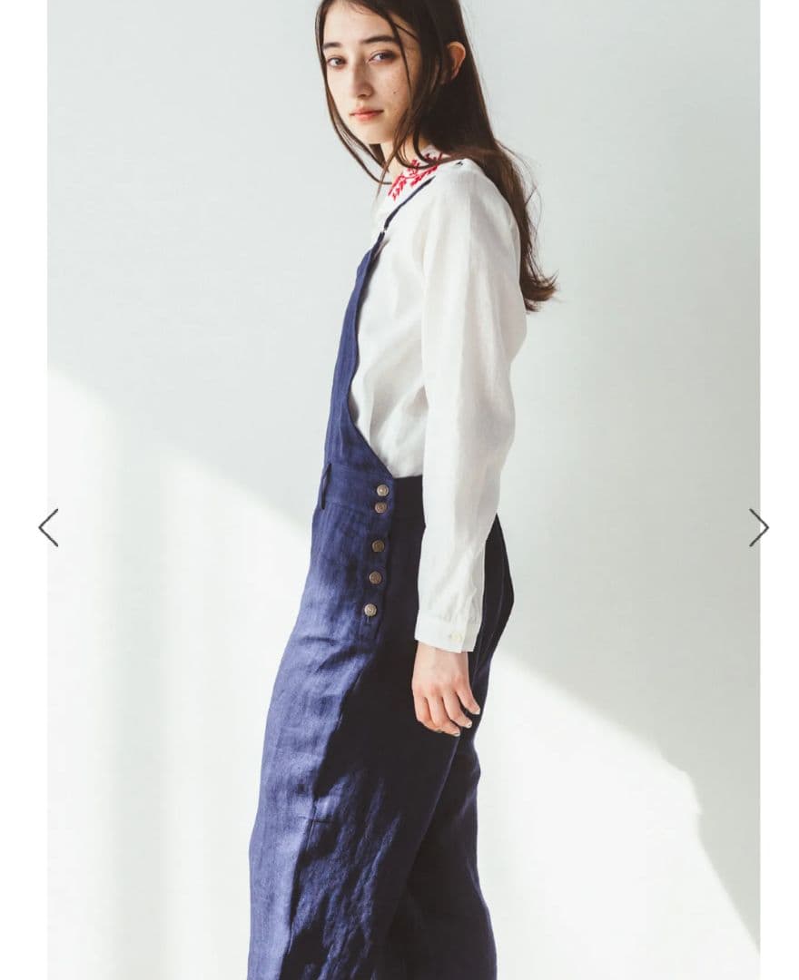 【本日夕方までお値下げ中】アトリエナルセ　リネン刺繍ショールカラーブラウス