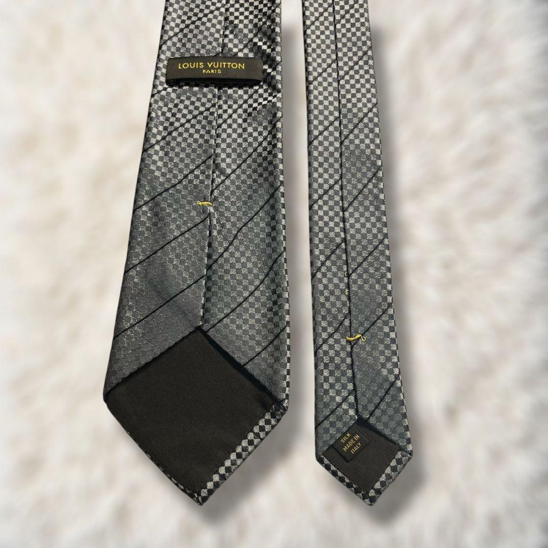 【極美品✨】ルイヴィトン ミニダミエ ストライプ 黒銀 ジャガード LVロゴ刺繍