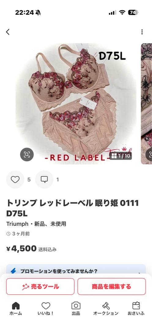 トリンプ レッドレーベル 眠り姫 0111 D75L