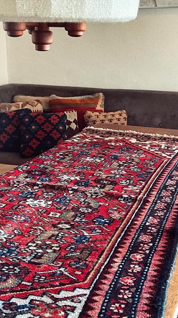 155×82〜90 アフガニスタン バルーチ族 手織りヴィンテージラグ 花と鳥