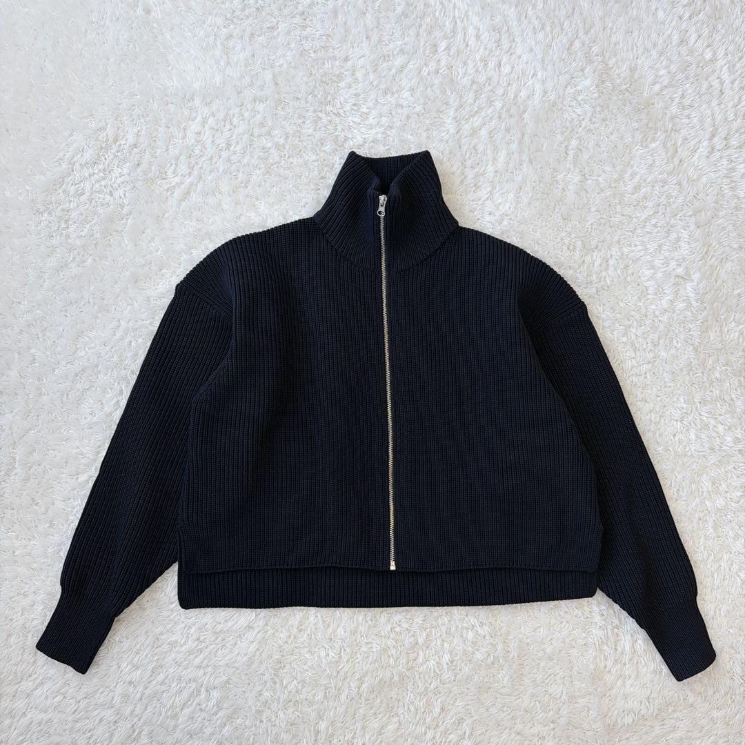 美品 FORME ジップニットカーディガン　ネイビー