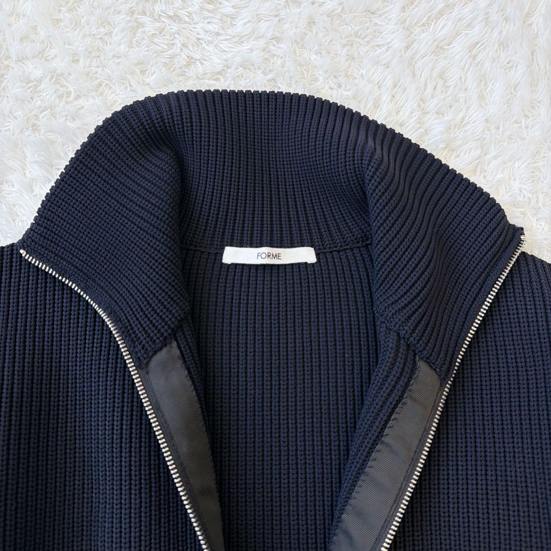 美品 FORME ジップニットカーディガン　ネイビー