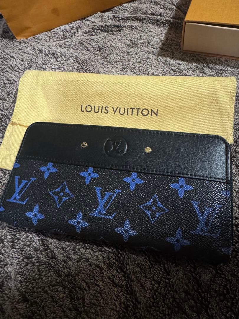 LOUIS VUITTON 長財布 ブラック/ブルー　メンズ