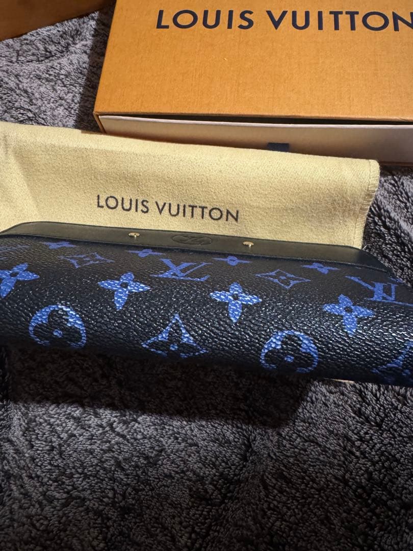 LOUIS VUITTON 長財布 ブラック/ブルー　メンズ