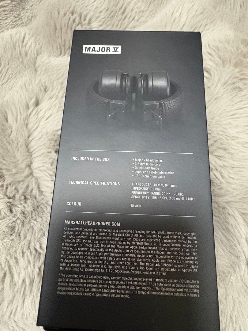 美品　Marshall Major V ワイヤレスヘッドフォン　ブラック