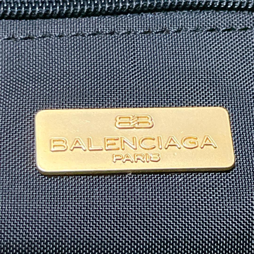 バレンシアガ ヴィンテージ BBロゴ ボストンバッグ 型押しハンドル ブラック