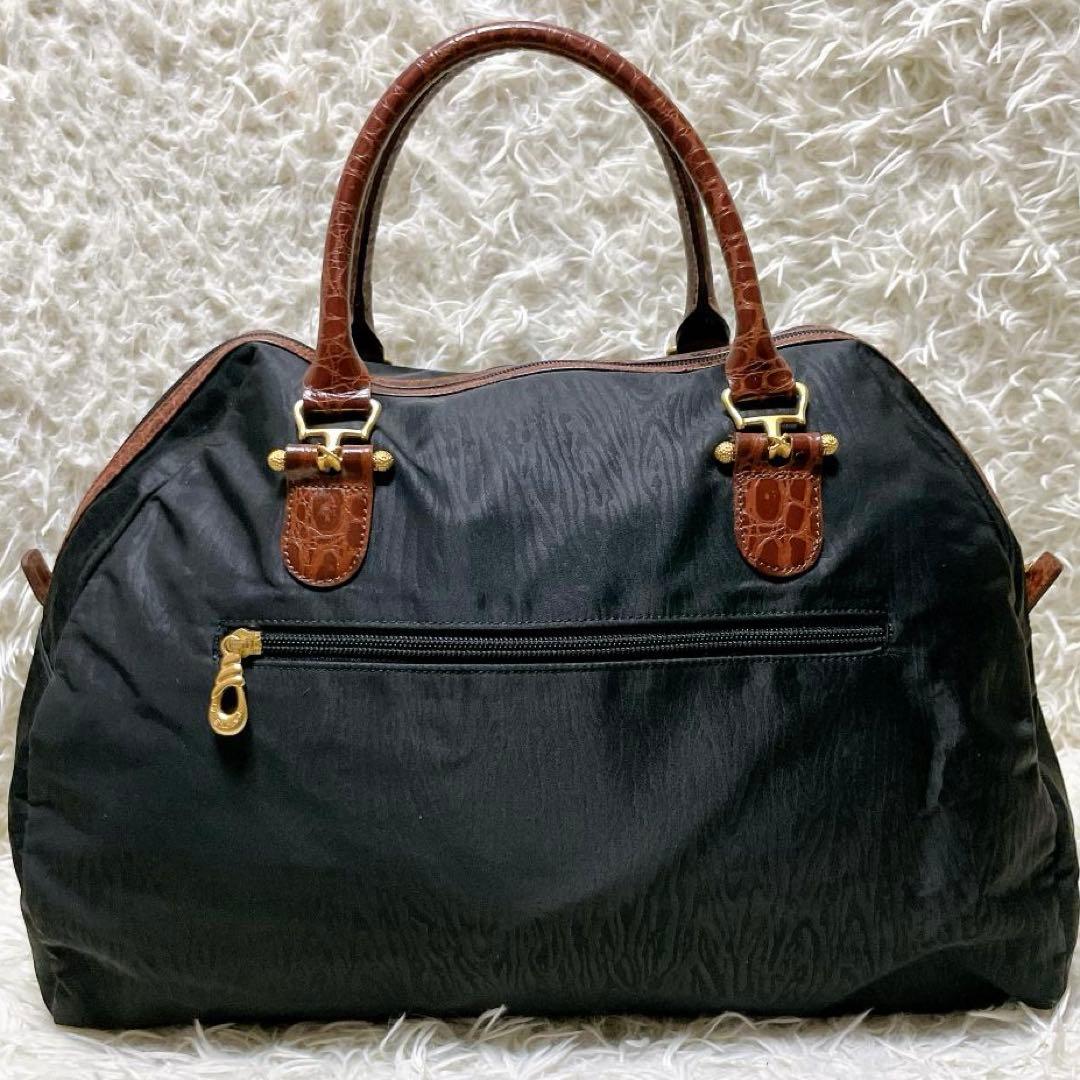 バレンシアガ ヴィンテージ BBロゴ ボストンバッグ 型押しハンドル ブラック