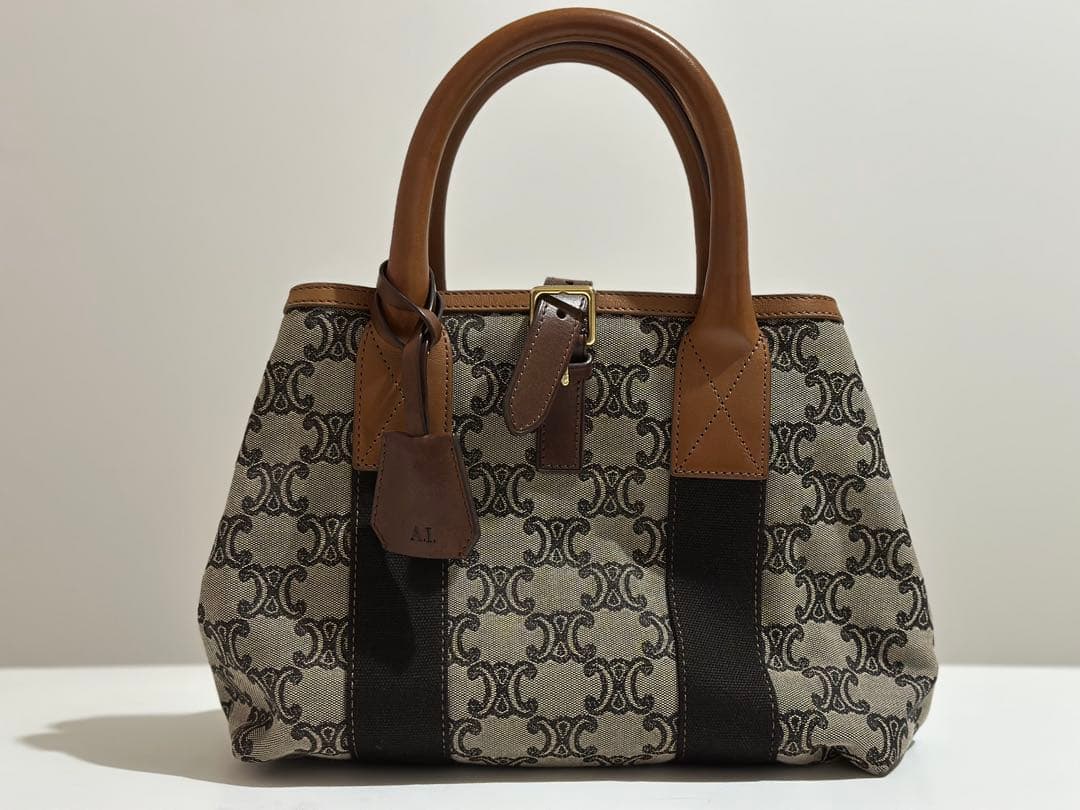 セリーヌ　ハンドバッグ　マカダム　トリオンフ　キャンバス