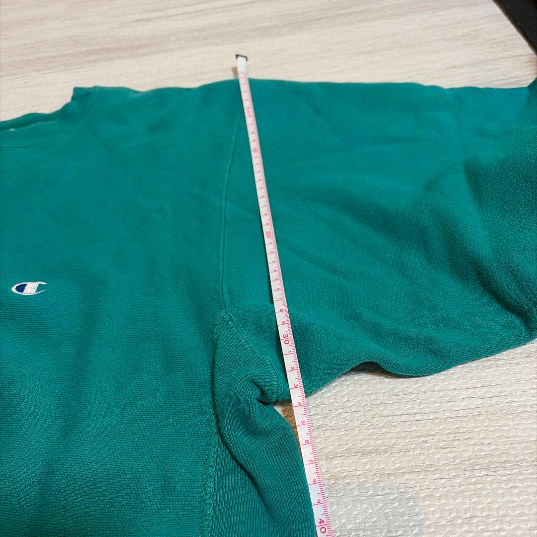 米国製リバースウィーブChampion ターコイズ クルーネック スウェット