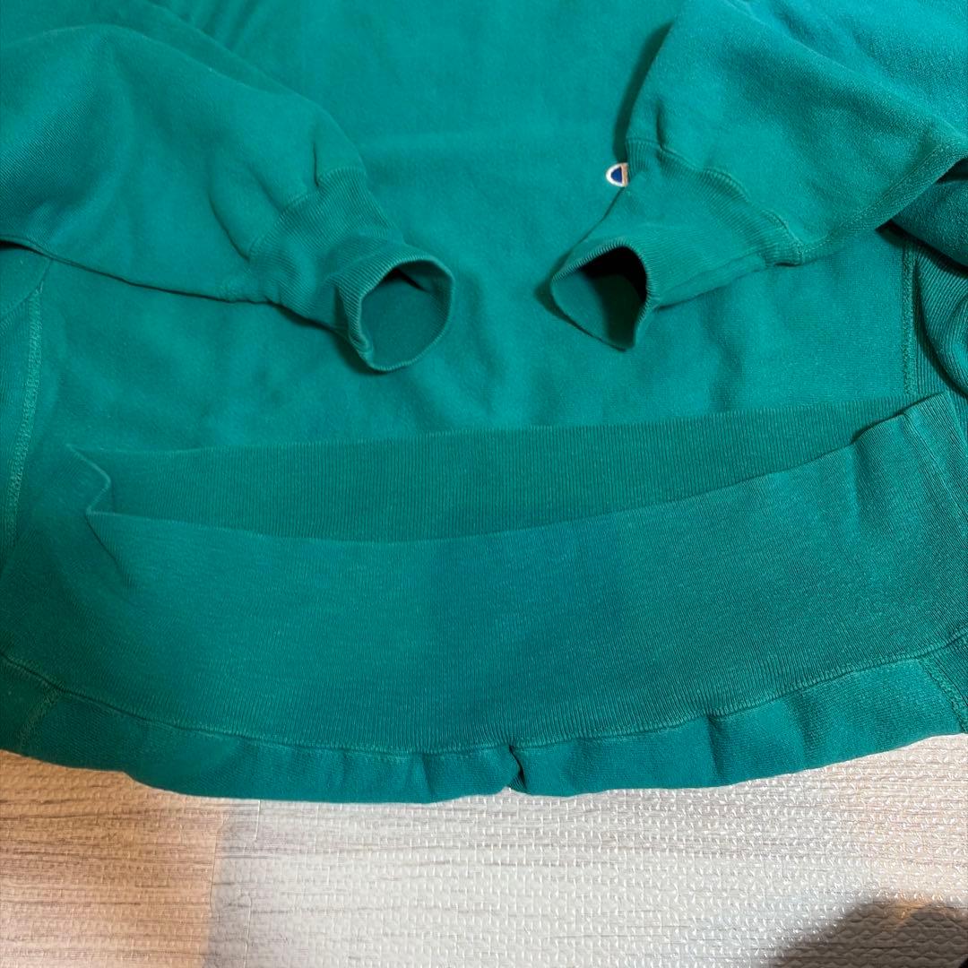 米国製リバースウィーブChampion ターコイズ クルーネック スウェット