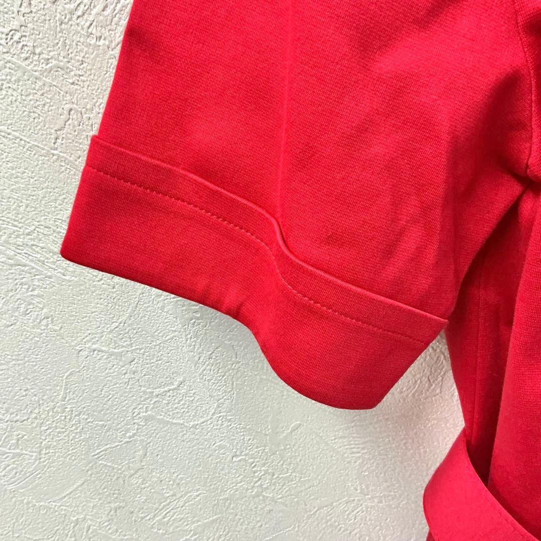 美品 イヴサンローラン ヴィンテージ ベルト付き 半袖 ワンピース レッド M