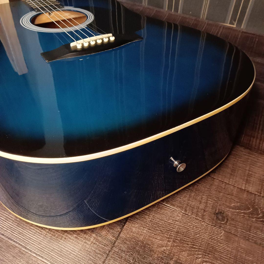 新品弦 軽量 初心者 ビギナー向け アコースティックギター ブルー 青