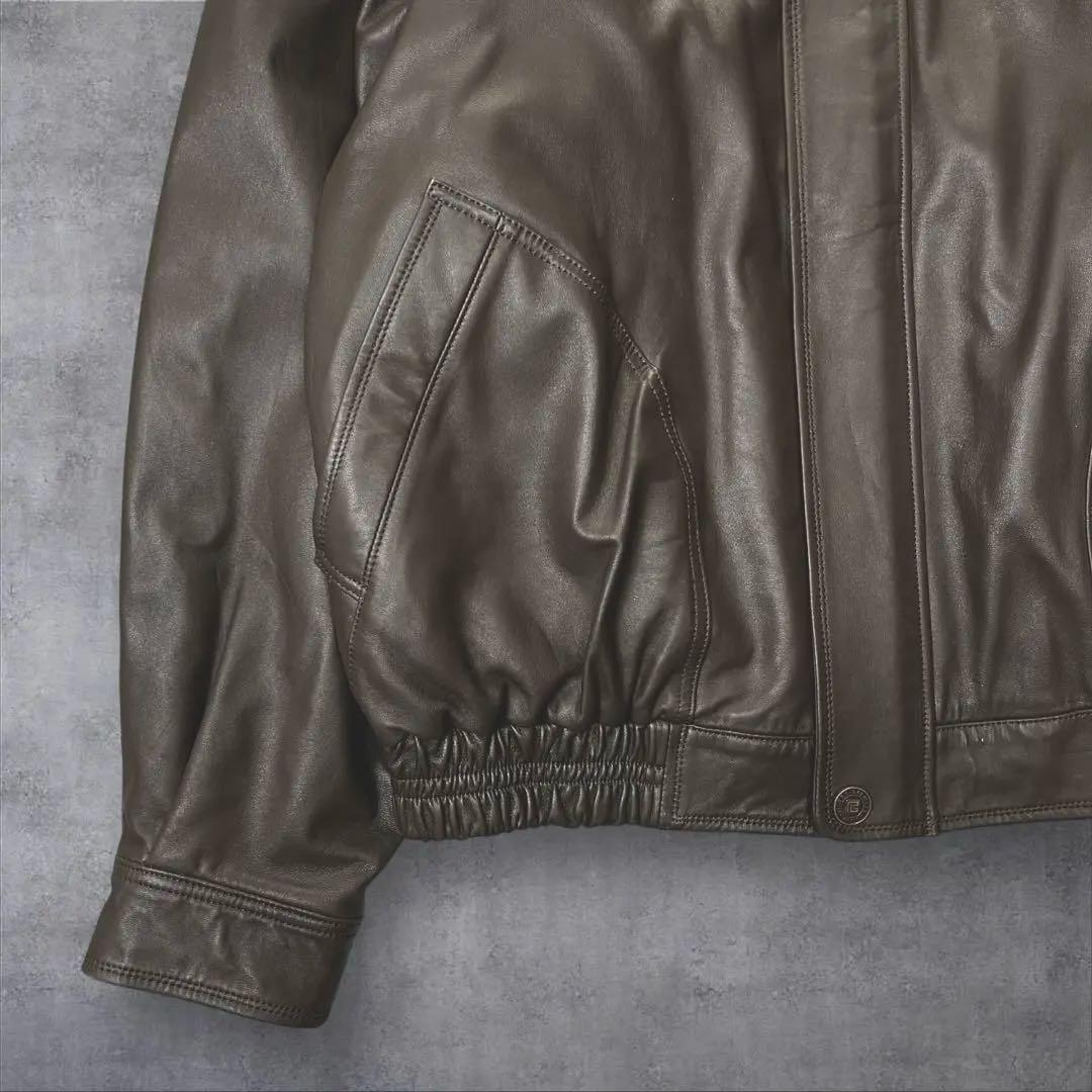 【美品】 ピエールバルマン レザーブルゾン ラムレザー 短丈 ブラウン 90s