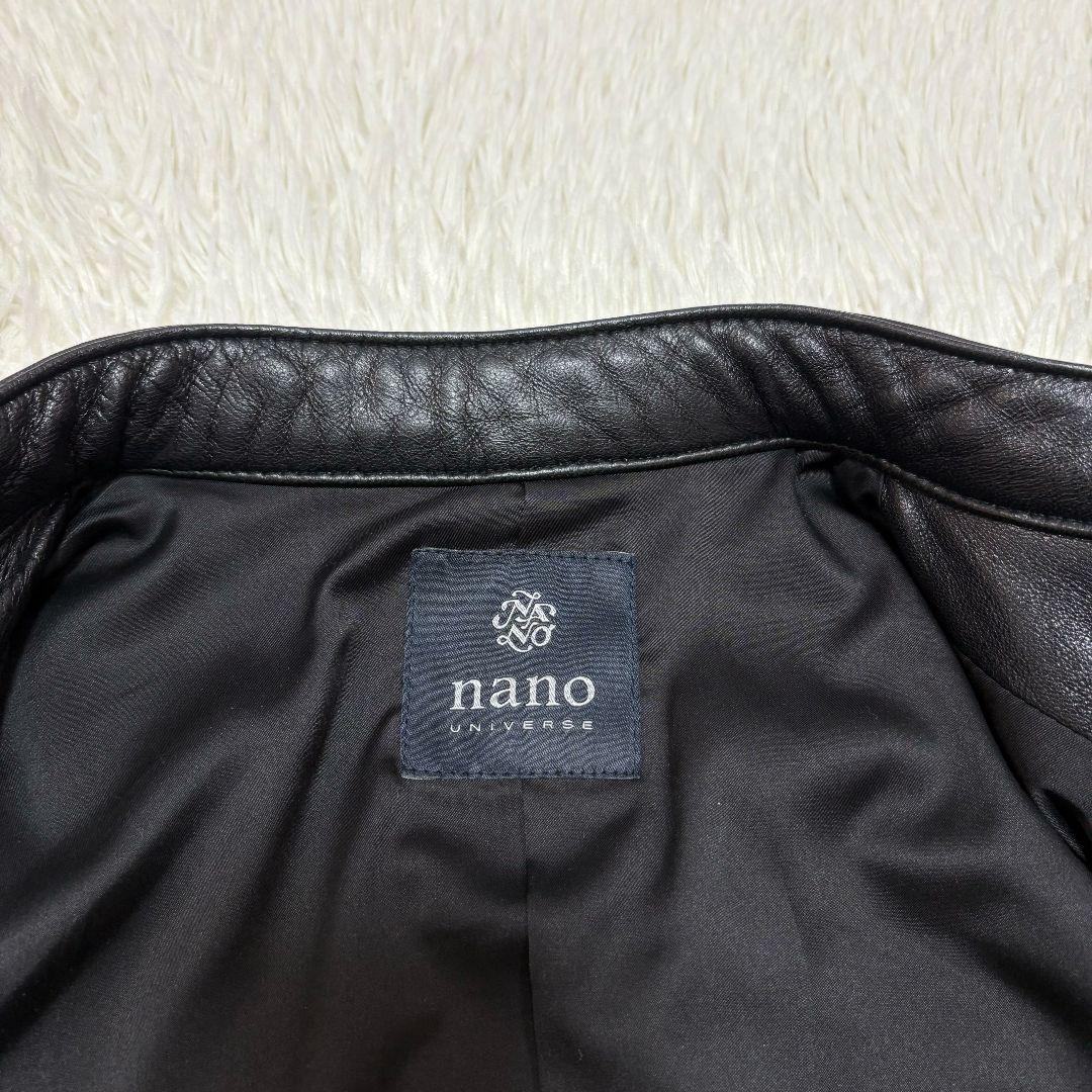 未使用級 ナノユニバース ラムレザー シングルライダースジャケット 黒