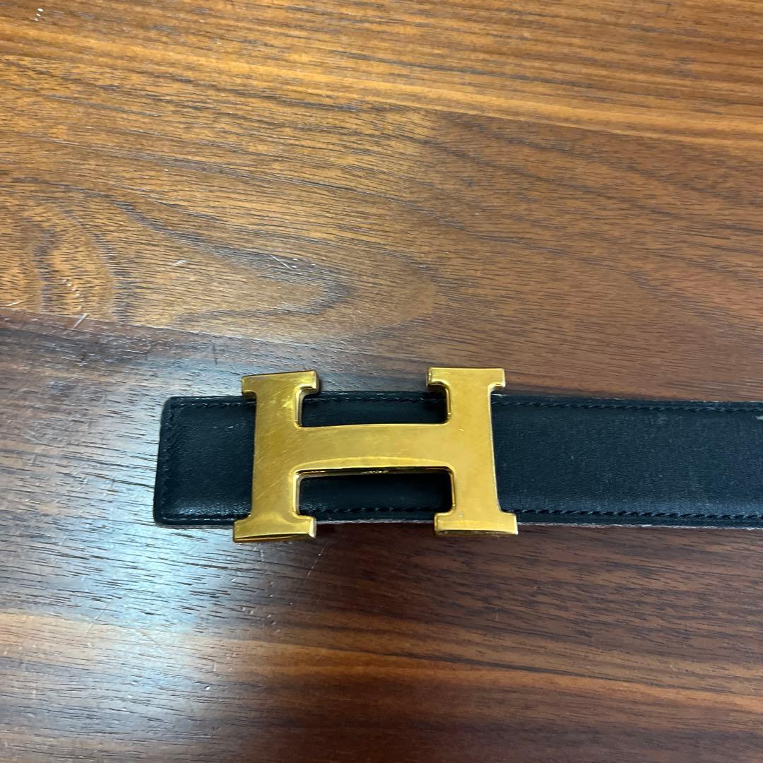 エルメス レザー バイカラー コンスタンス Hバックル ベルト ブラック