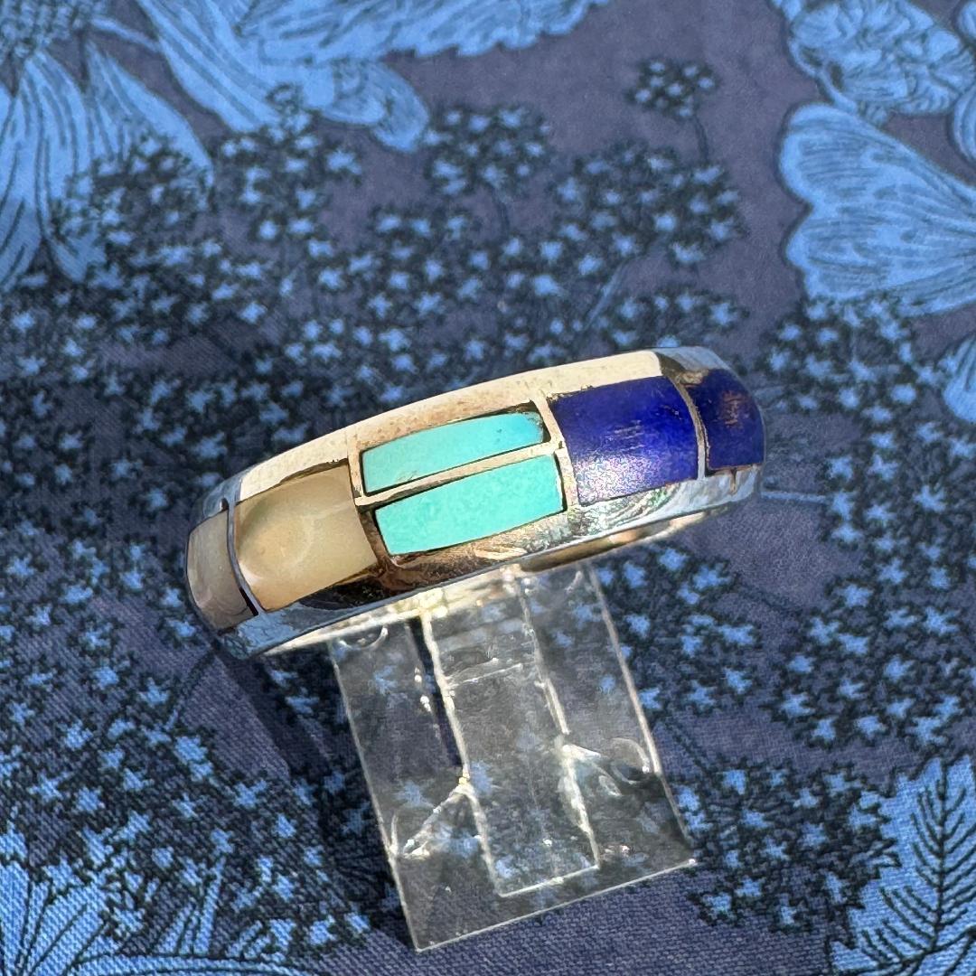 や*ま様 マルチカラー　インレイ　リング　サムリング　リング　ズニ　インディアン