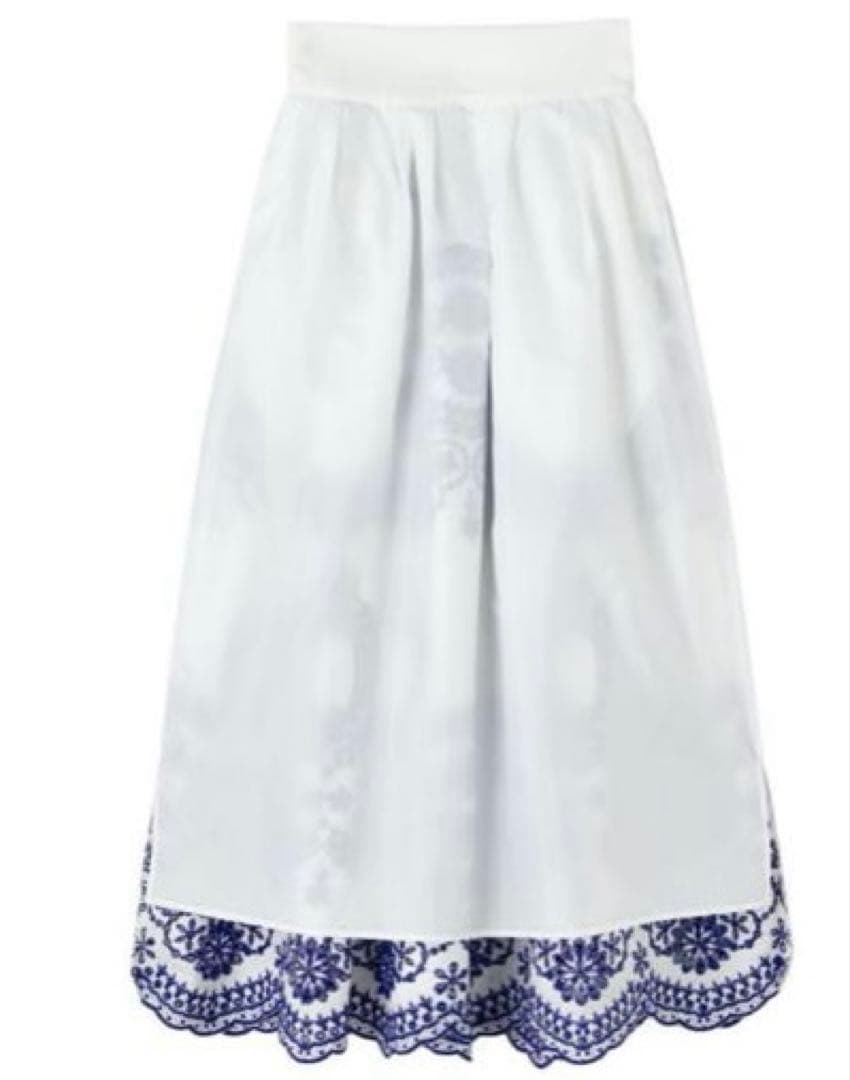 JENNE総刺繍BOXタックスカートMブルー