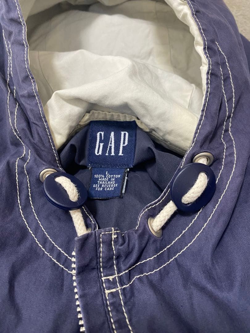 90s OLD GAP コットンアノラック　アノラックパーカー　ネイビー　白