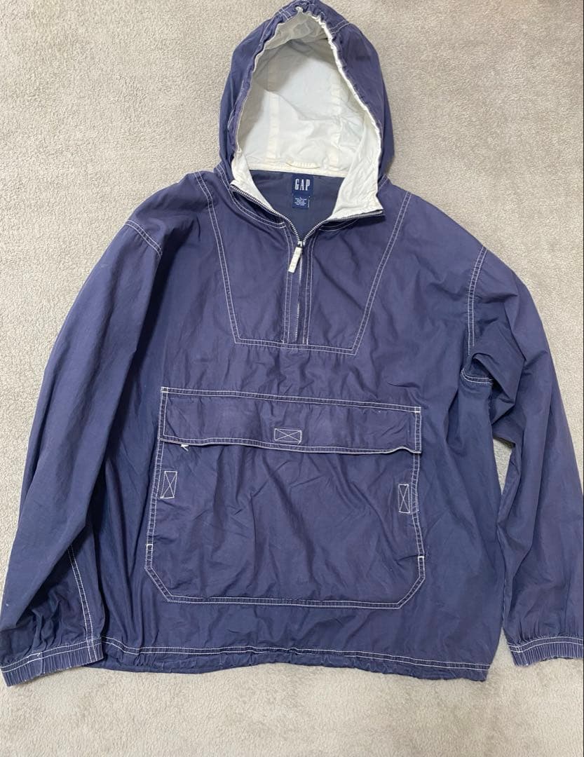 90s OLD GAP コットンアノラック　アノラックパーカー　ネイビー　白