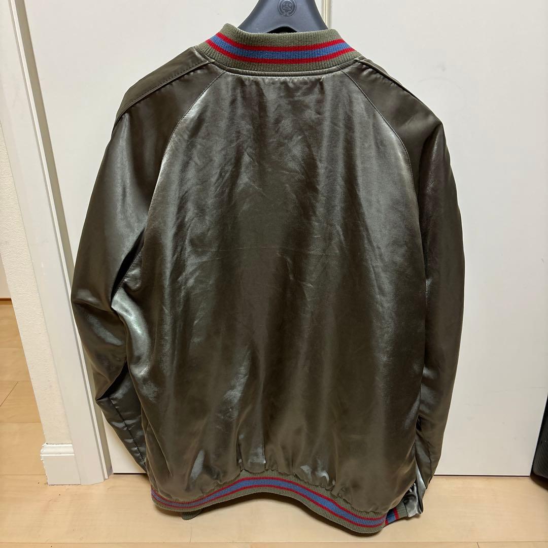 Dieselスカジャン リバーシブル　赤青 バイカラー 刺繍　カーキ　サイズL