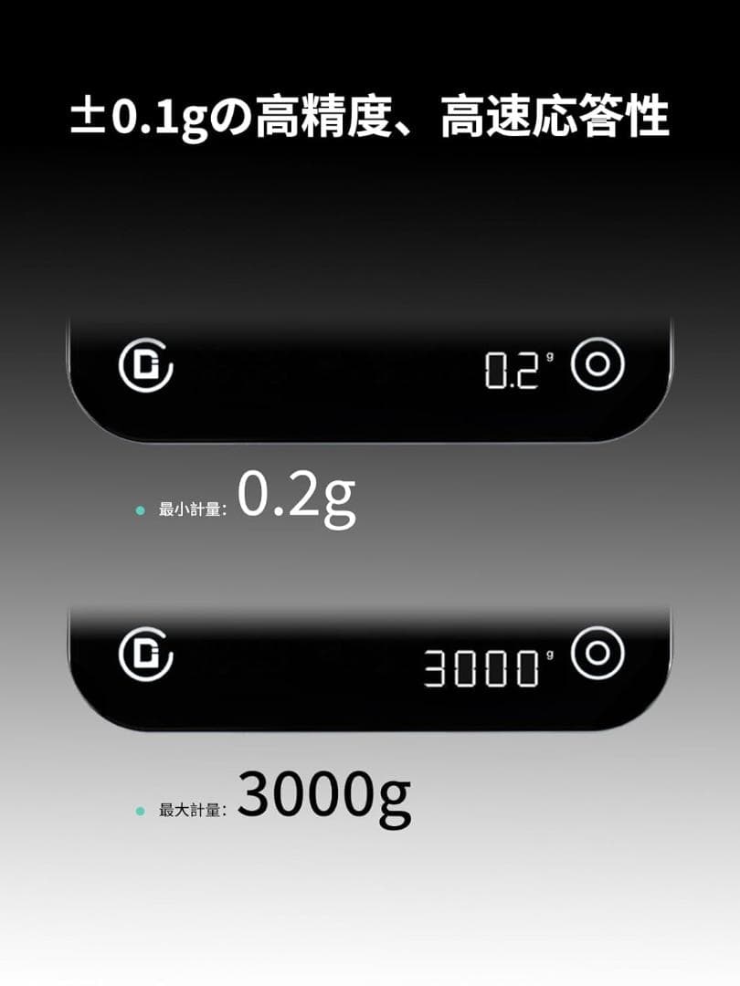 DiFluid コーヒースケール ドリップスケール 精度0.1g 測量範囲0.2