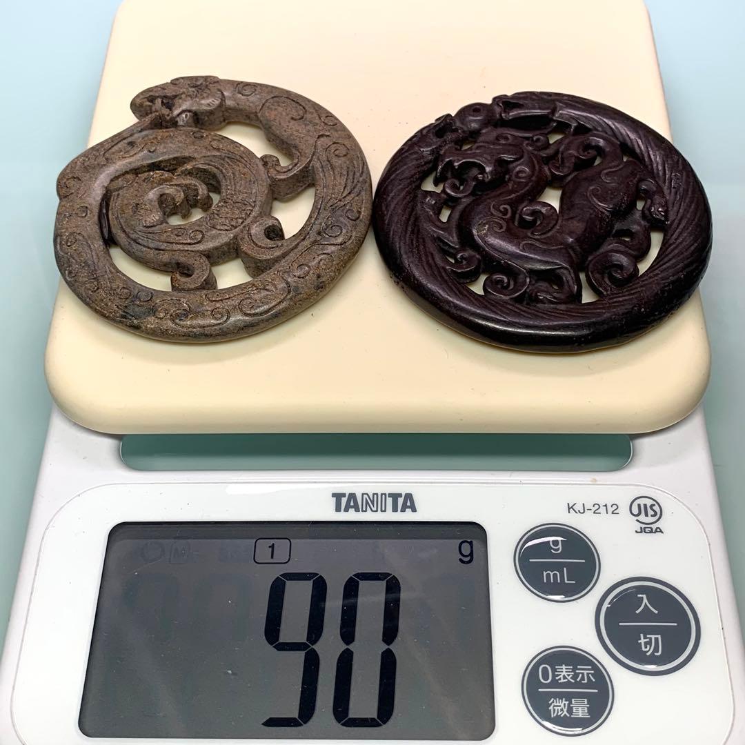 縁起物　神龍のトーテム 宇宙パワー 不思議の石鉄隕石　アンティーク　2点彫刻