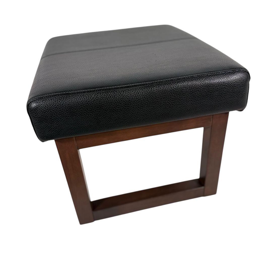 HR630 スツール　シギヤマ家具　オットマン　木製ブラック　合皮