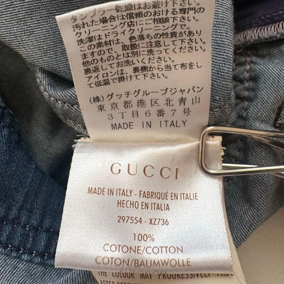 GUCCI デニムワンピース　GG柄　ロゴ刻印金ボタン　シェリーライン　36
