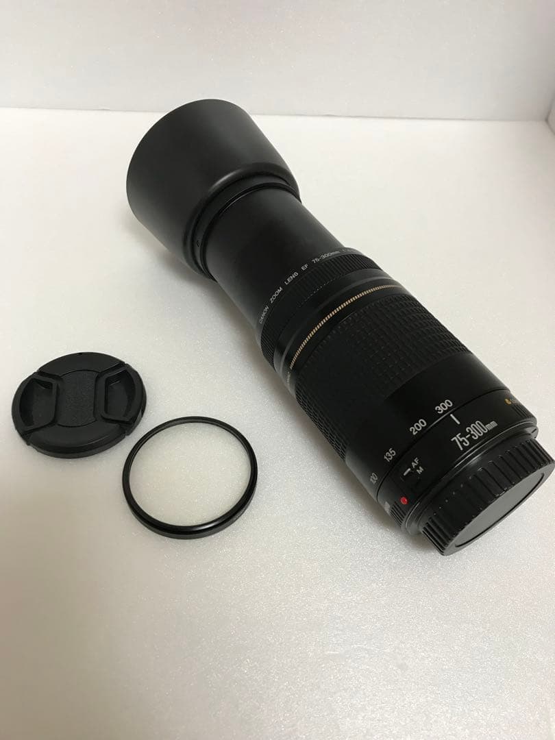 キヤノン/フード付き/人気の望遠レンズ/Canon EF75-300㎜