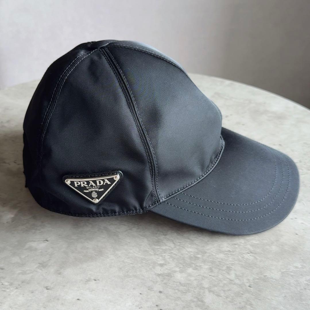 【過去にあんしん鑑定済】PRADA プラダ　ナイロンキャップ ロゴプレート　帽子