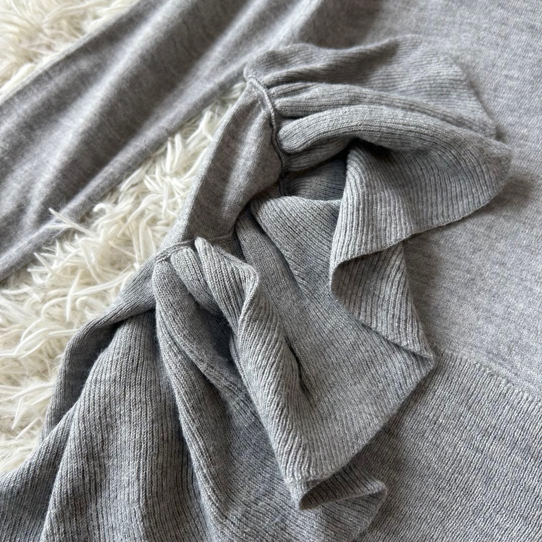 エムエムシックスメゾンマルジェラ MM6 アシンメトリーフリルニット　グレー　S