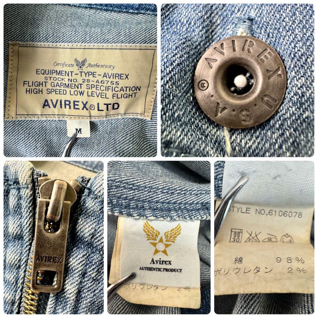 希少✨AVIREX オーバーオール　つなぎ　デニム　ロゴ　刺繍
