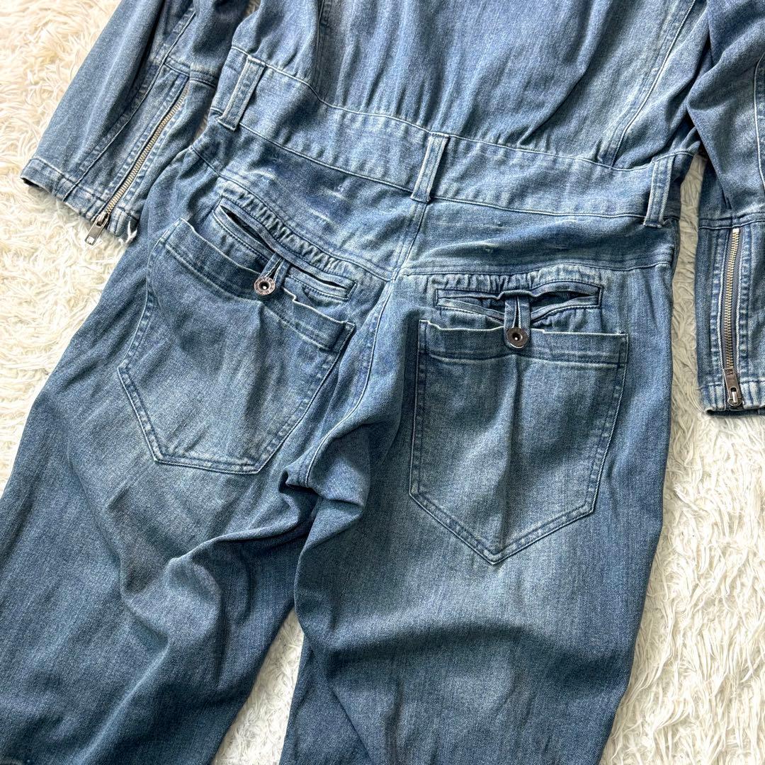 希少✨AVIREX オーバーオール　つなぎ　デニム　ロゴ　刺繍