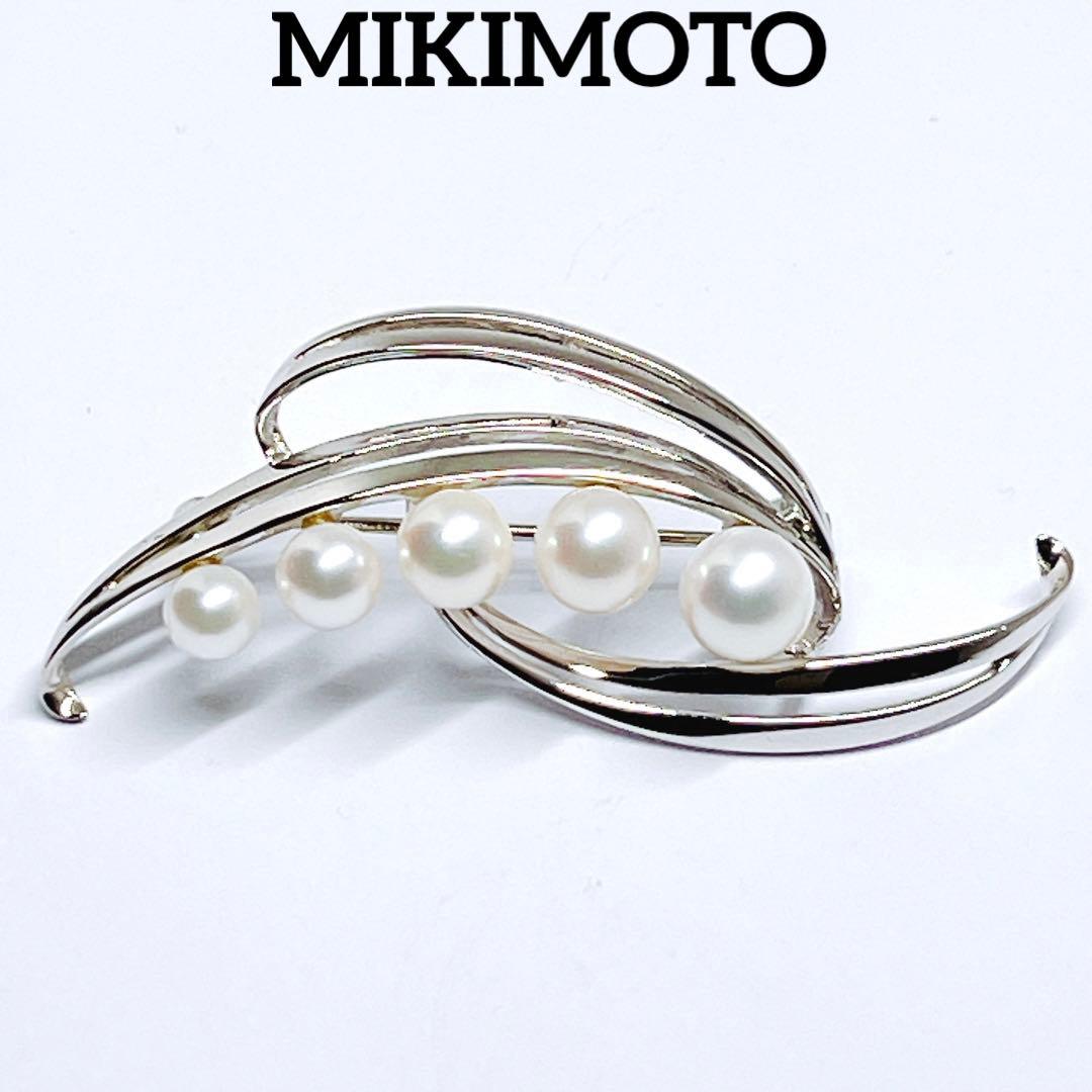美品✨MIKIMOTO ミキモト パール　ブローチ　シルバー
