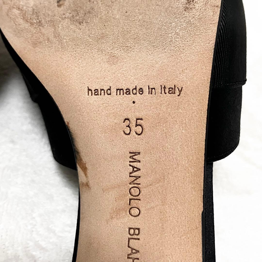 ★美品★マノロブラニク　ハンギシ　ミュール　サンダル　ブラック　35 ビジュー