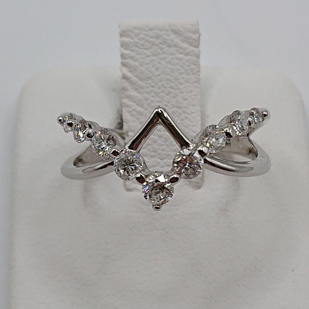 天然ダイヤモンド オープンリング ダブルV字リング Pt900 プラチナ900