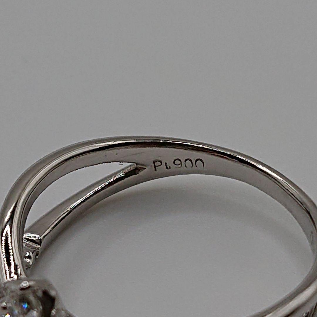 天然ダイヤモンド オープンリング ダブルV字リング Pt900 プラチナ900