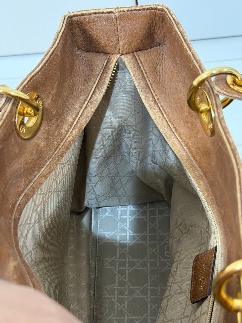 ⭐️Lea⭐️ Christian Dior ブラウン レザー カナージュ