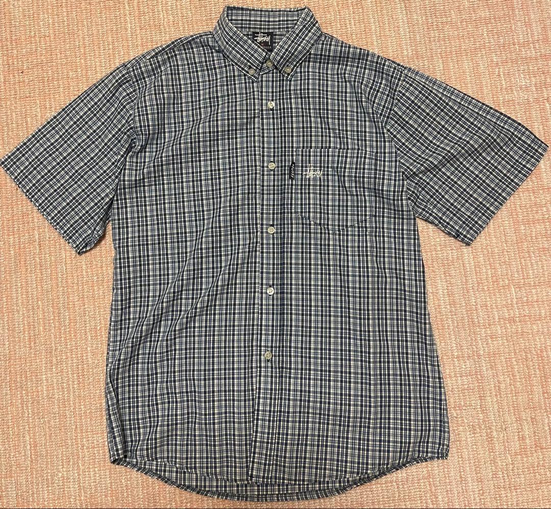 90's old stussy 半袖チェックシャツ M USA製